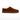 Women's Ashton slipper in brown suede with a cream faux fur lining and a flat rubber sole, viewed from the side.