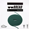 Sea green elastic shoelace, 36 inches long, coiled with branding and illustrations of lacing styles.