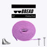 Elastic shoelace in pretty pink, 63 inches long, coiled with branding and lace tips visible, suitable for sneakers.