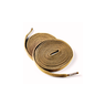 Coyote brown elastic shoelaces, coiled neatly, featuring a textured surface and a branded tip.